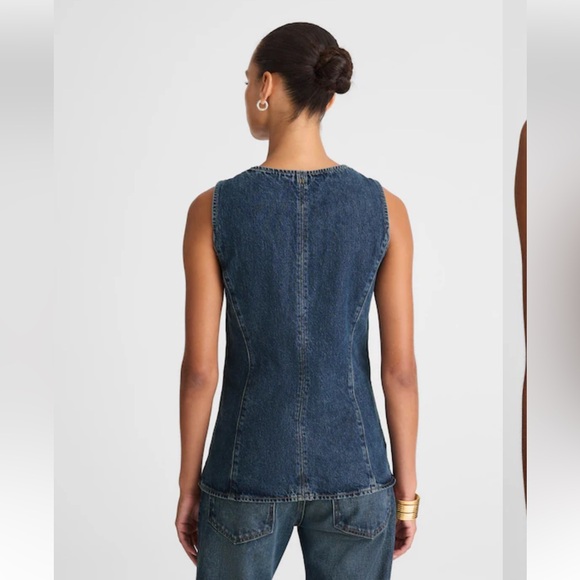 Madewell NWT Denim Crewneck Cutaway Vest in Greendale Wash - Picture 4 of 12